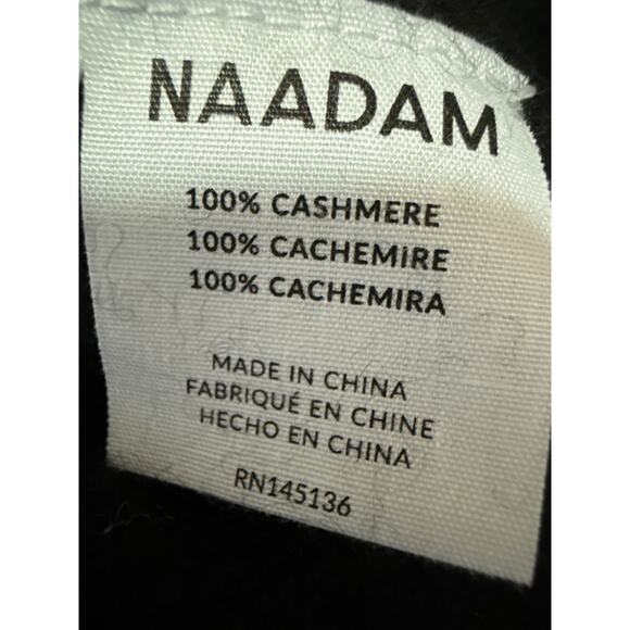 Naadam Women's Black 100% Cashmere Ribbed Knit Long Sleeve Sweater Top Size L - Picture 4 of 4